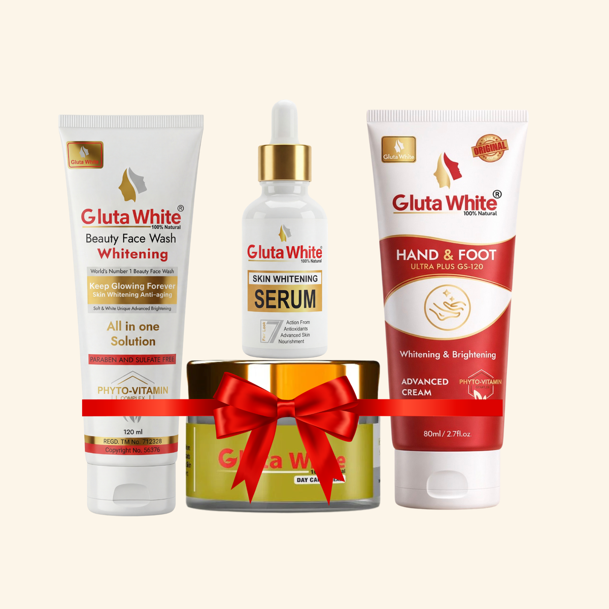 Gluta White® Day Cream + Face Wash + Hand & Foot Cream + Whitening Serum