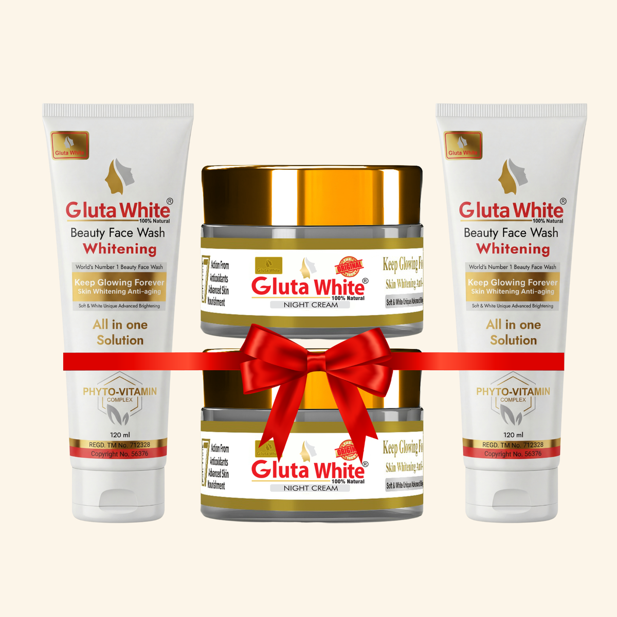 Gluta White® Night Cream Pack Of 2 + Face Wash Pack Of 2
