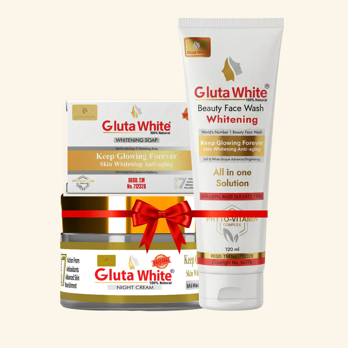 Gluta White® Night Cream + Face Wash + Whitening Soap