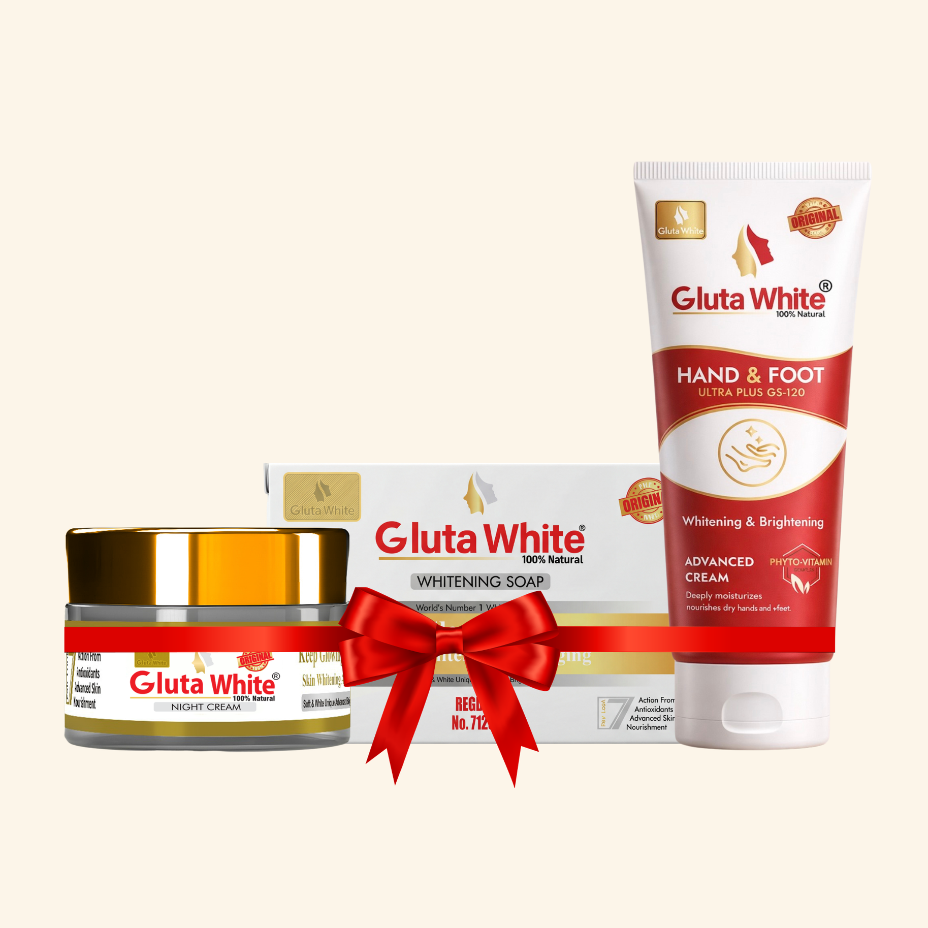 Gluta White® Night Cream + Hand & Foot Cream + Whitening Soap