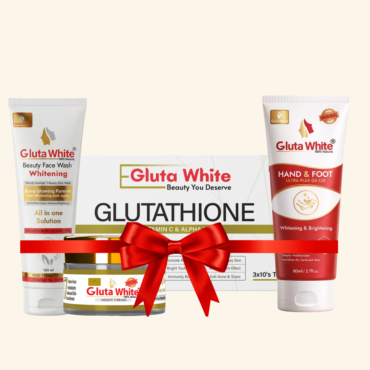 Gluta White® Night Cream + Face Wash + Hand & Foot Cream + Capsule