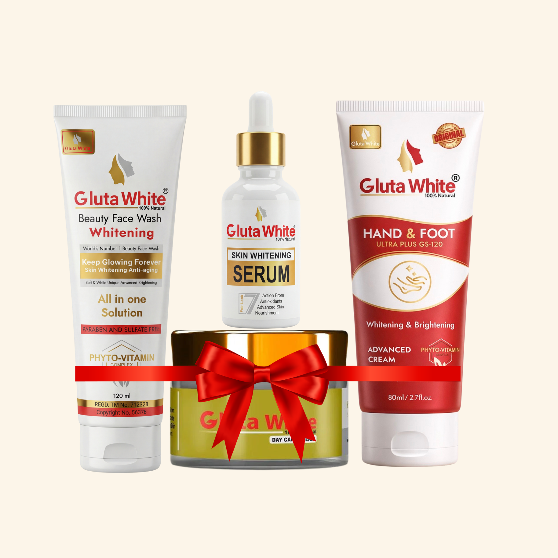 Gluta White® Day Cream + Face Wash + Hand & Foot Cream + Whitening Serum