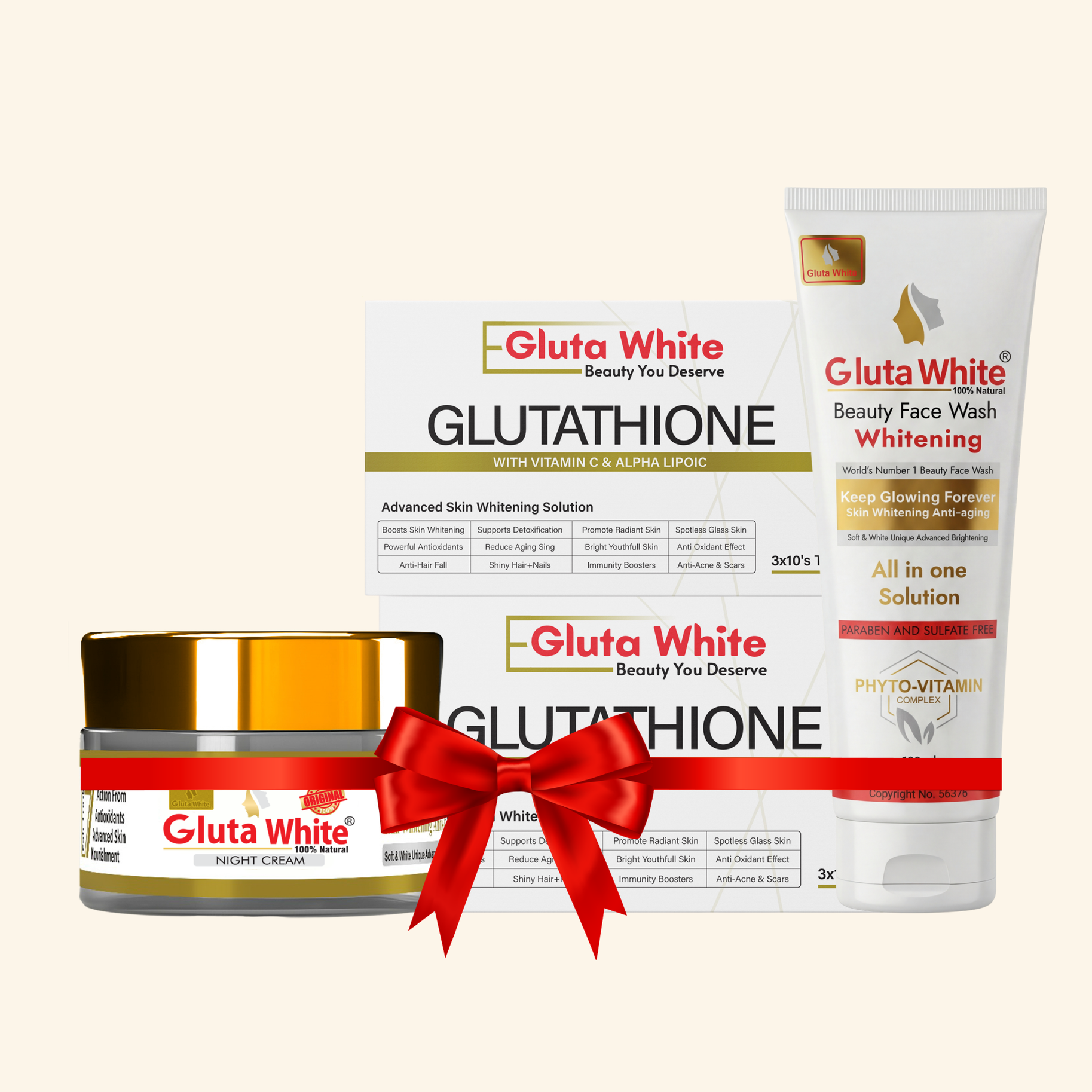 Gluta White® Night Cream + Face Wash + Pack Of 2 Capsule