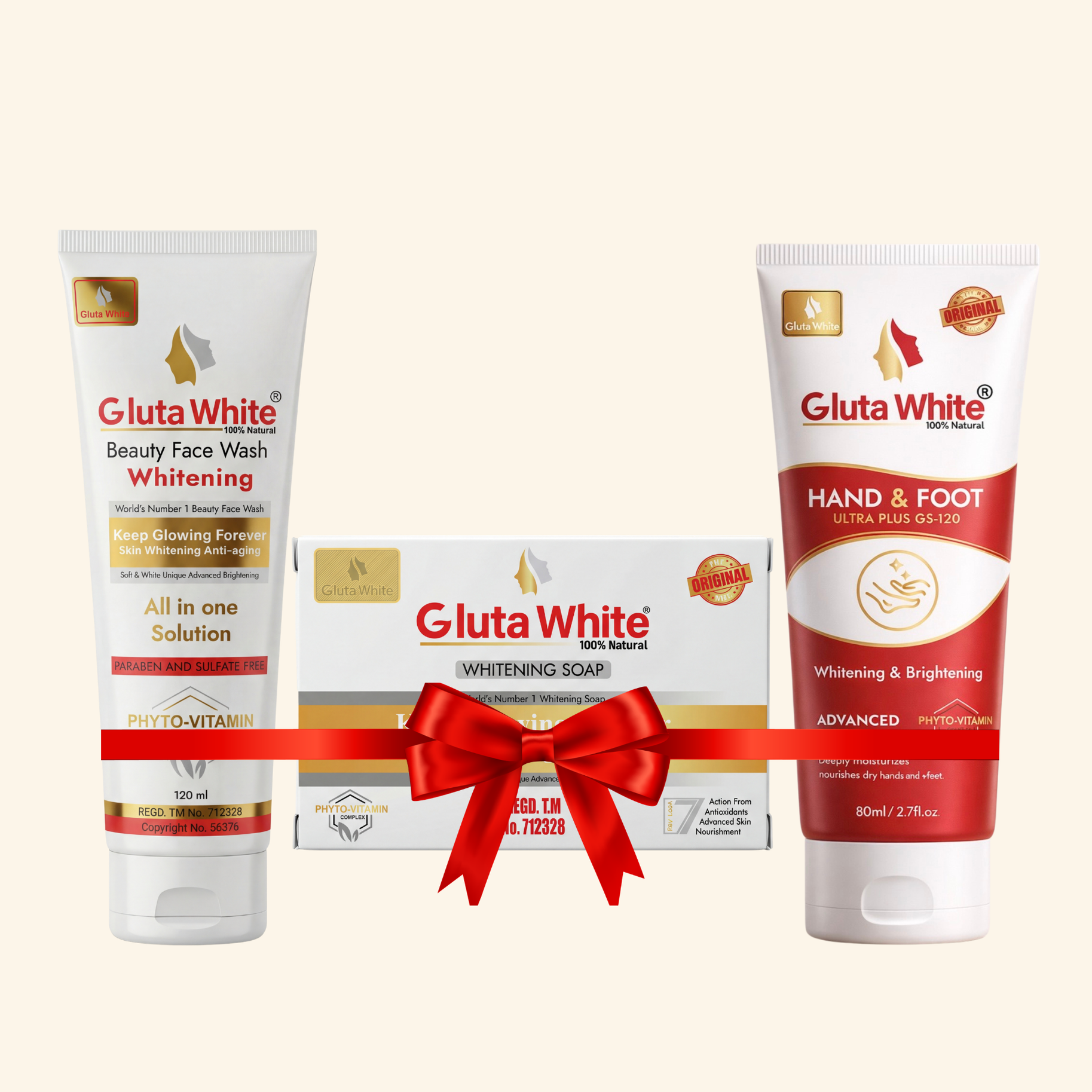 Gluta White® Face Wash + Hand & Foot Cream + Whitening Soap